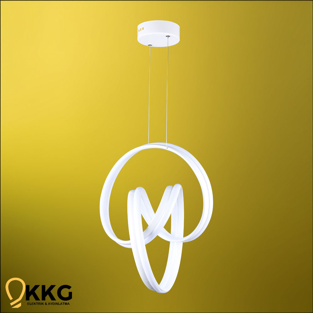 Çift T. Büyük Dünya Led Avize - Beyaz