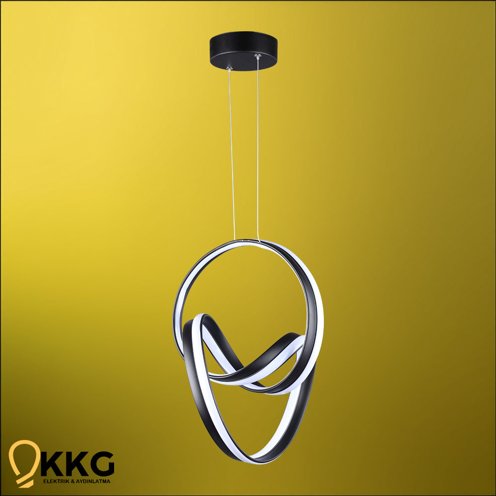 Çift T. Büyük Dünya Led Avize - Siyah