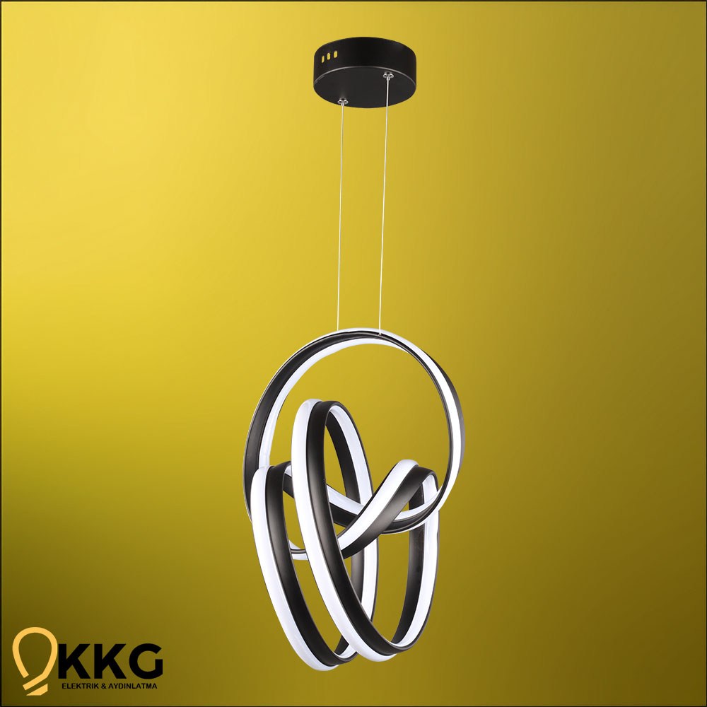 Çift T. Büyük İmza Led Avize - Siyah