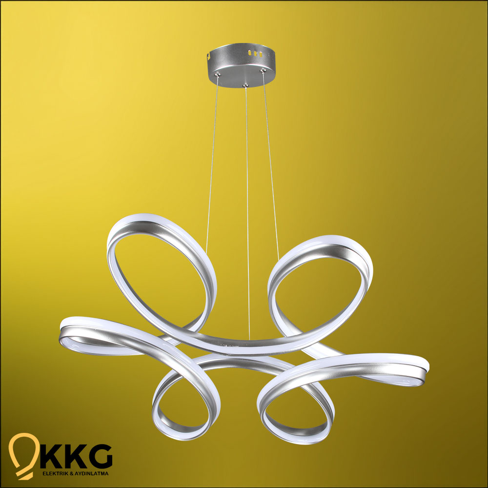 Çift T. Dron Led Avize - Gümüş