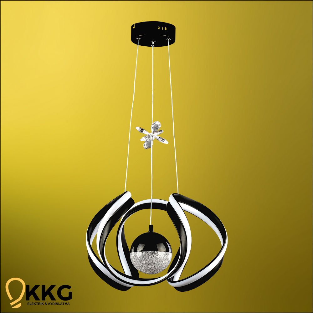 Çift T. Gemma Power Led Avize - Siyah