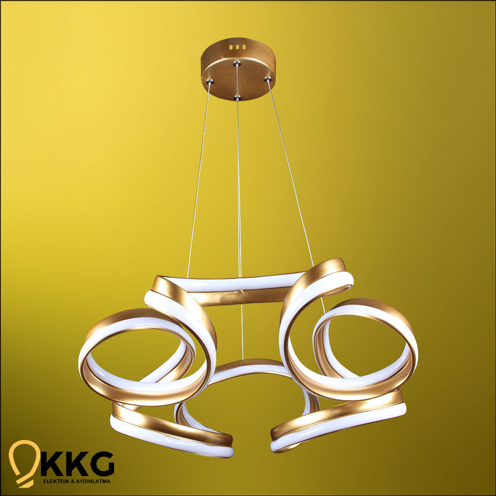 Çift T. Helezon Led Avize - Altın Sarısı