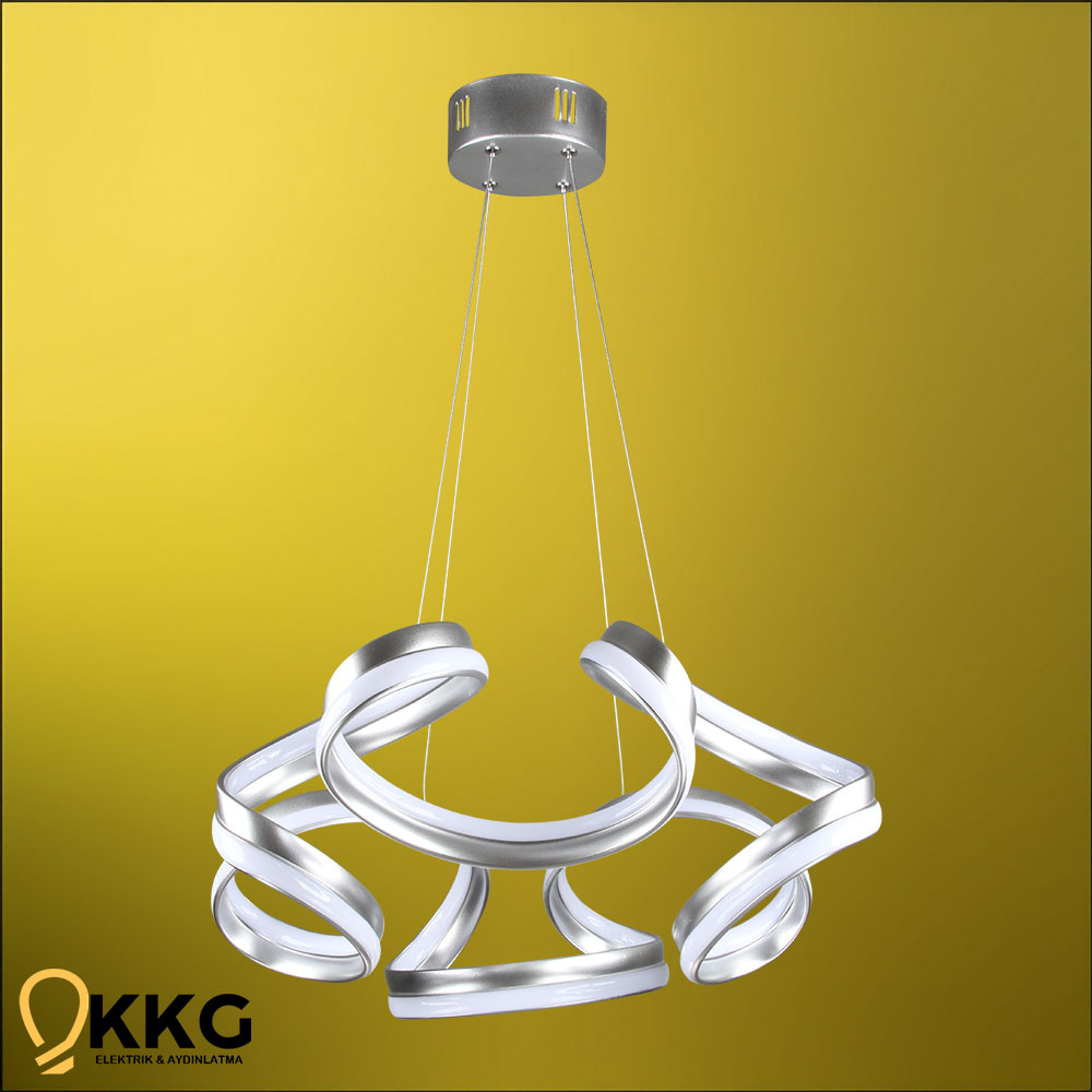 Çift T. Helezon Led Avize - Gümüş