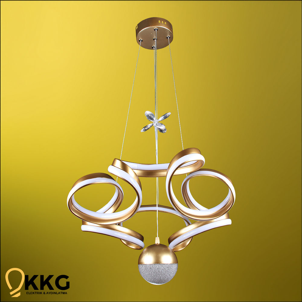 Çift T. Helezon Power Led Avize - Altın Sarısı