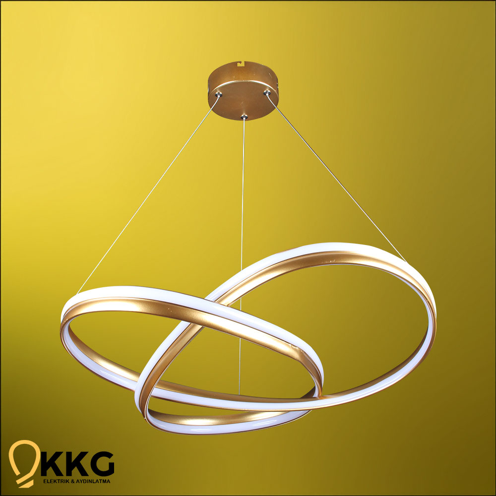 Çift T. Kar Çiçeği Led Avize - Altın Sarısı