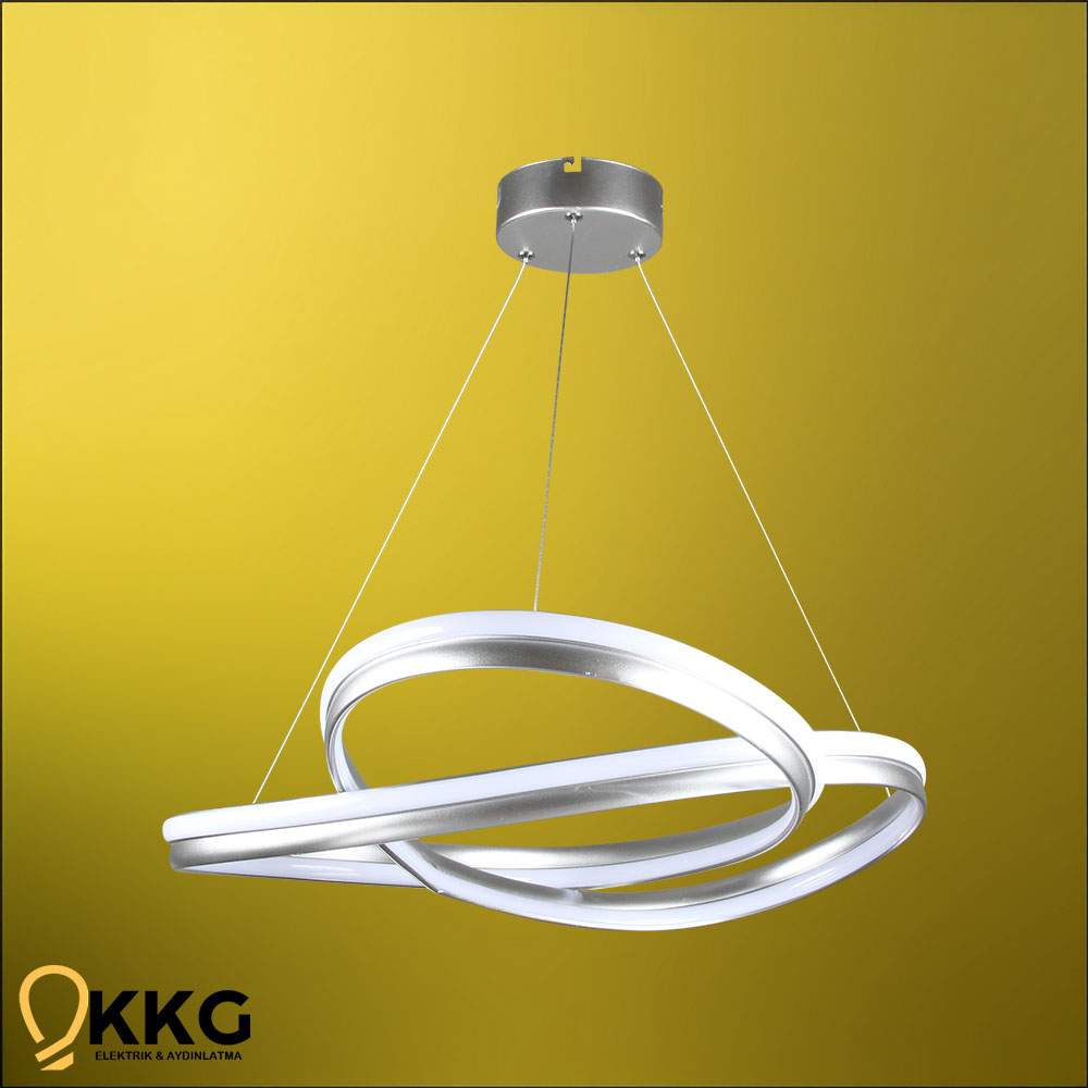 Çift T. Kar Çiçeği Led Avize - Gümüş