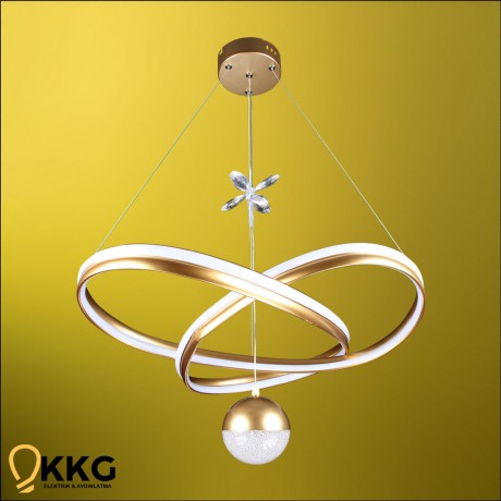 Çift T. Kar Çiçeği Power Led Avize - Altın Sarısı