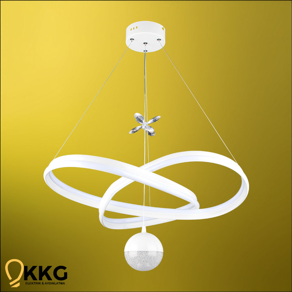 Çift T. Kar Çiçeği Power Led Avize - Beyaz