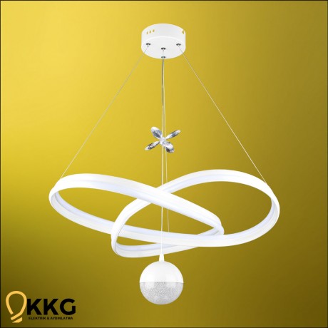 Çift T. Kar Çiçeği Power Led Avize - Beyaz