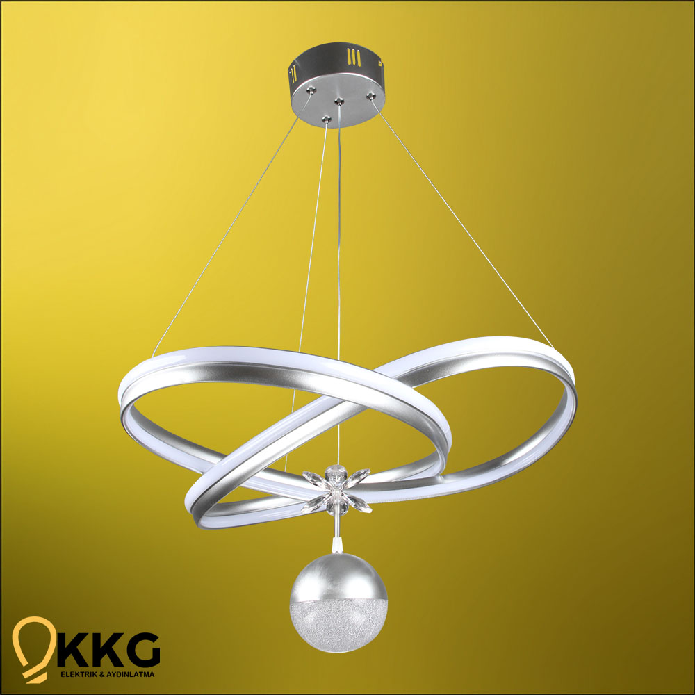 Çift T. Kar Çiçeği Power Led Avize - Gümüş