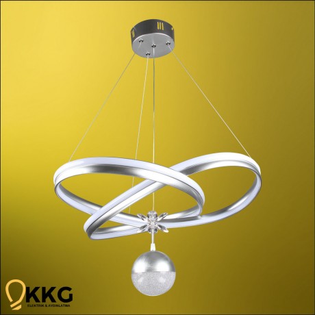 Çift T. Kar Çiçeği Power Led Avize - Gümüş