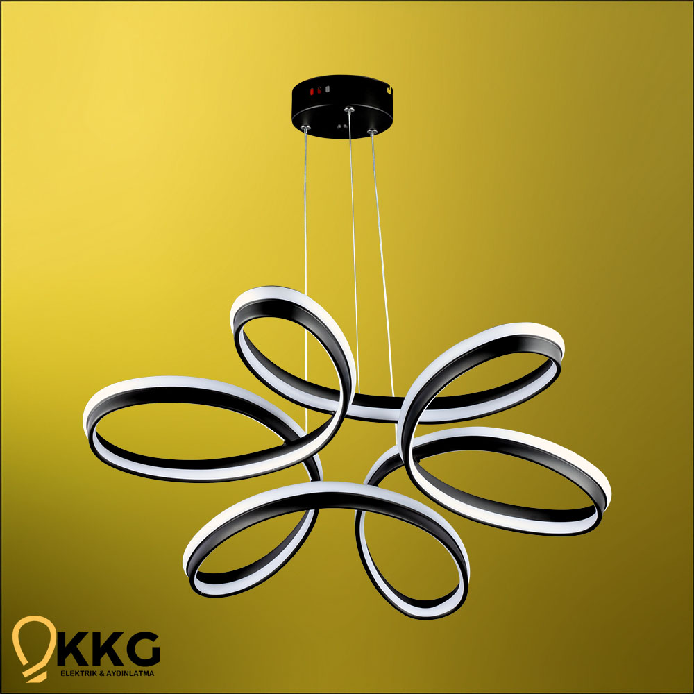 Çift T. Papatya Led Avize - Siyah