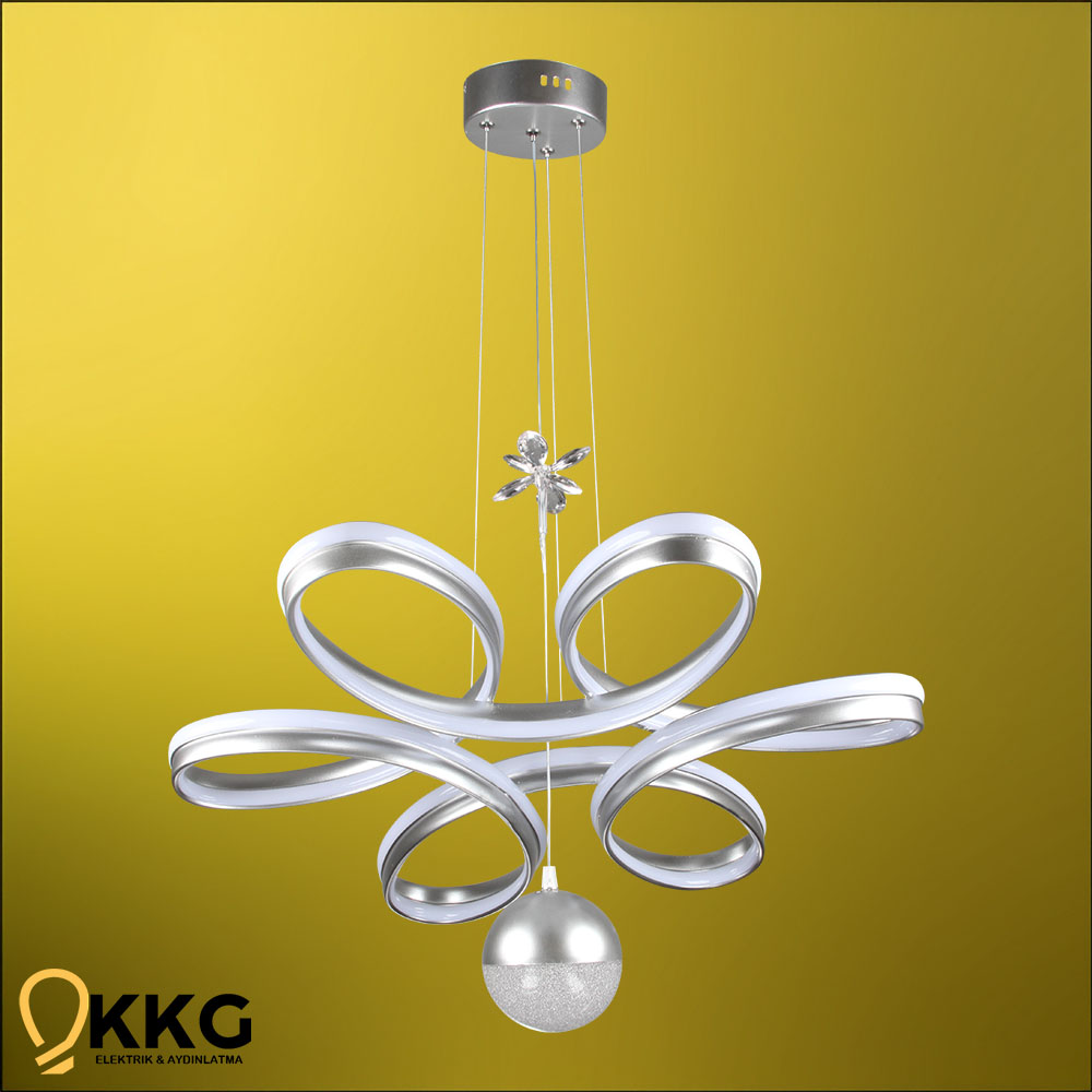 Çift T. Papatya Power Led Avize - Gümüş