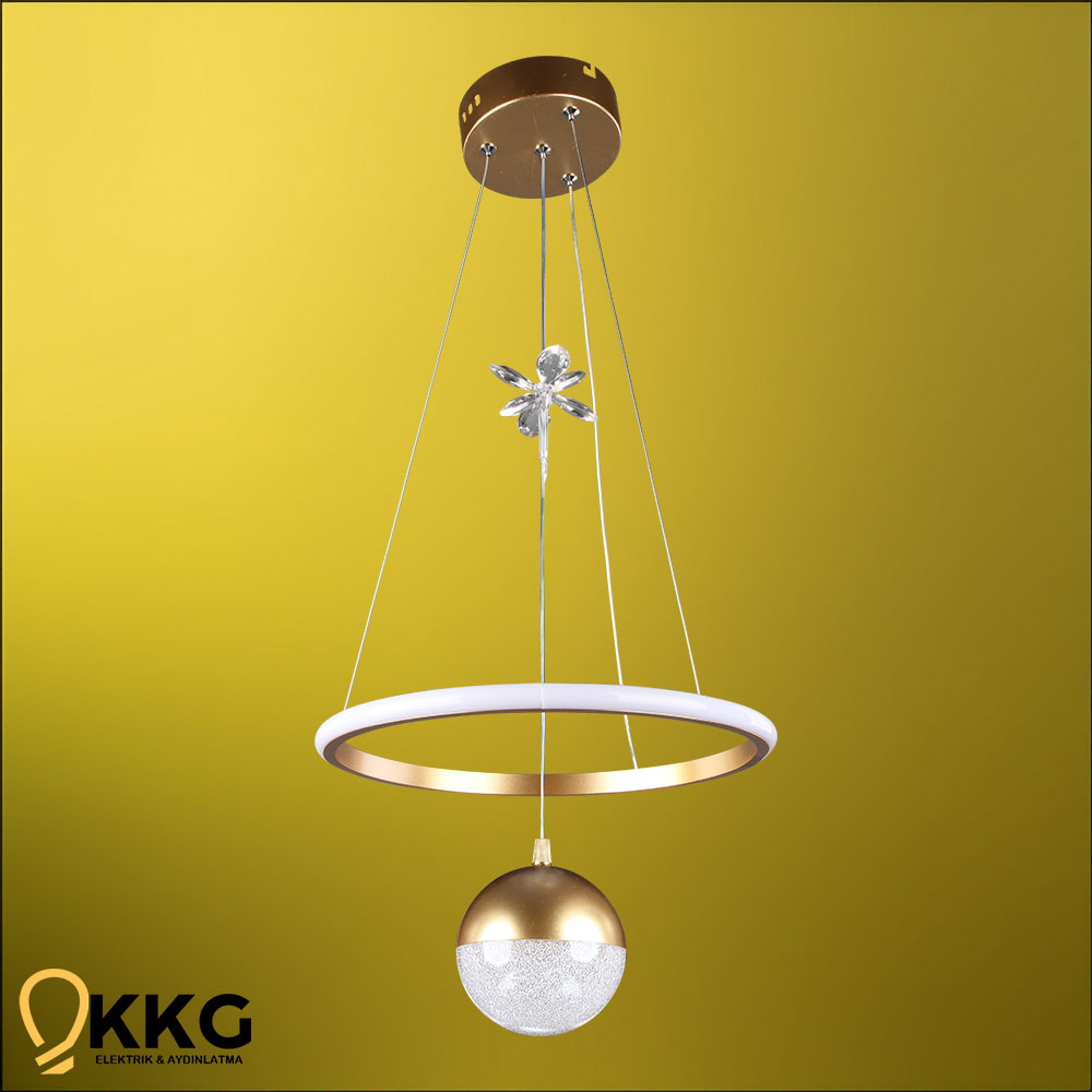 1 Katlı Power Led Avize - Altın Sarısı