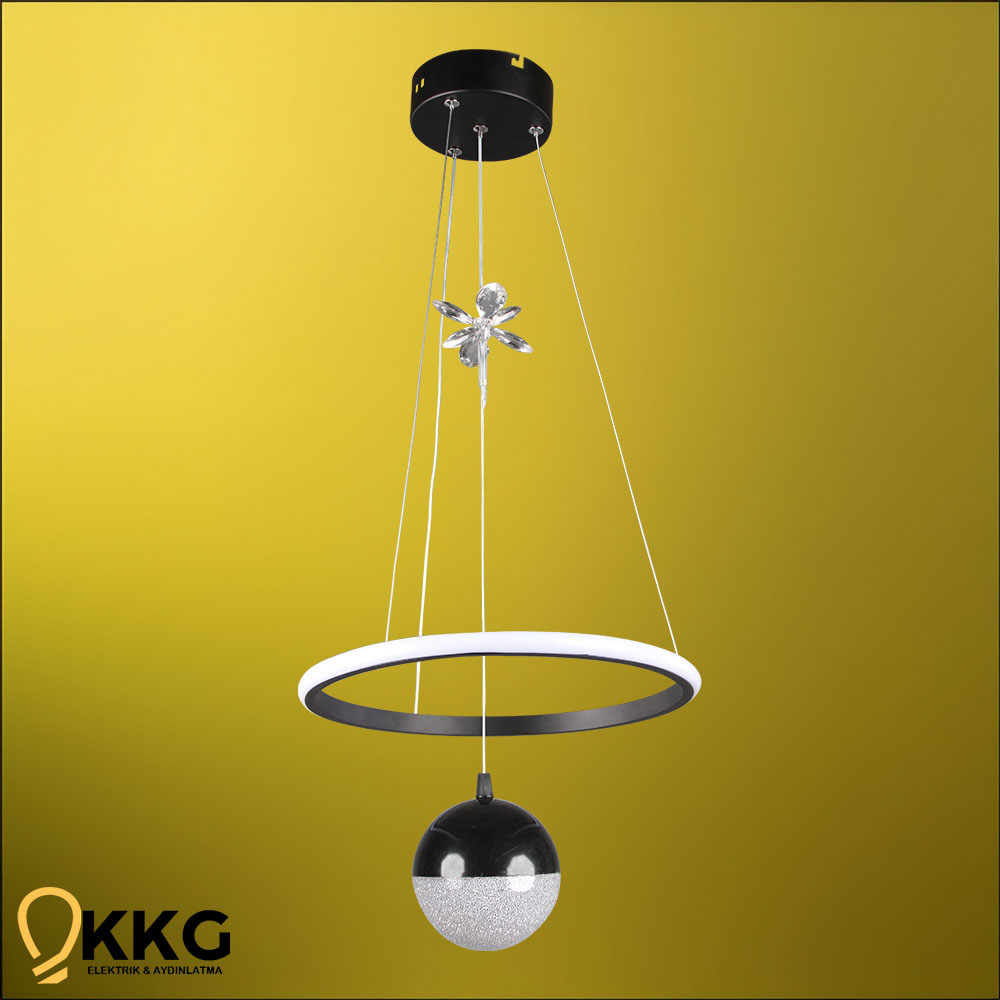 1 Katlı Power Led Avize - Siyah