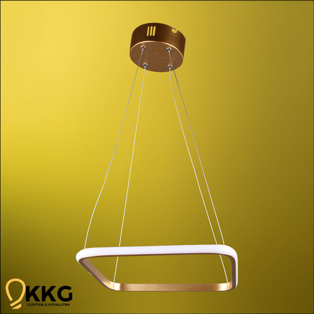 1'li Kare Led Avize - Altın Sarısı