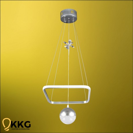 1'li Kare Power Led Avize - Gümüş