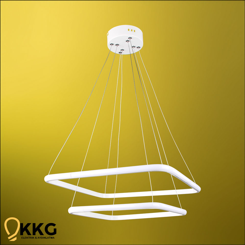 2'li Kare Led Avize - Beyaz