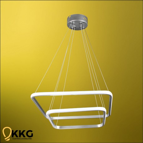 2'li Kare Led Avize - Gümüş
