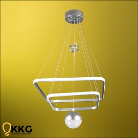 2'li Kare Power Led Avize - Gümüş