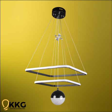 2'li Kare Power Led Avize - Siyah