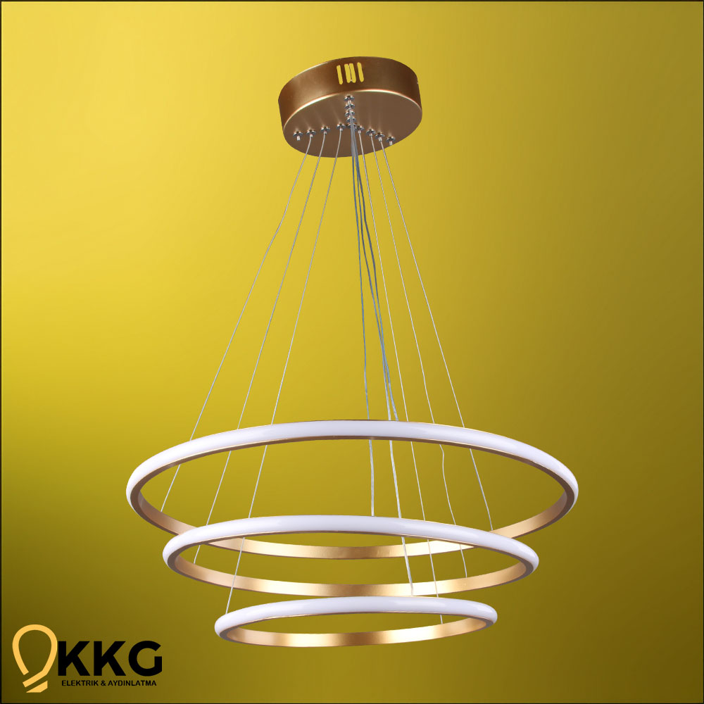 3 Katlı Led Avize - Altın Sarısı