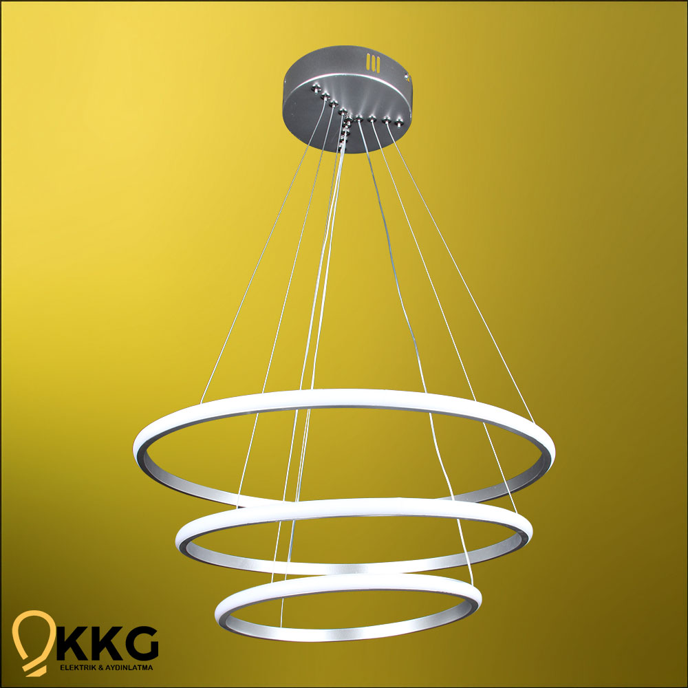 3 Katlı Led Avize - Gümüş