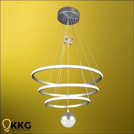 3 Katlı Power Led Avize - Gümüş