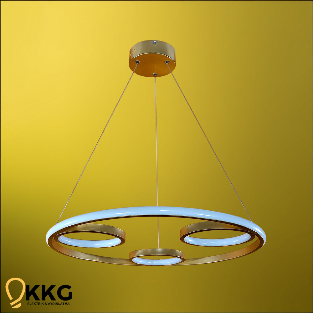 3'lü Çember Led Avize - Altın Sarısı