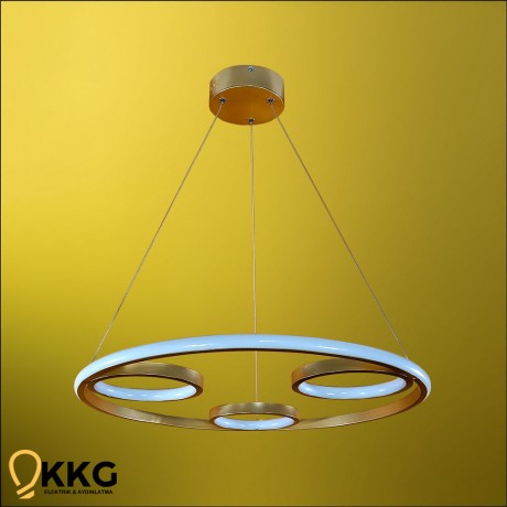 3'lü Çember Led Avize - Altın Sarısı