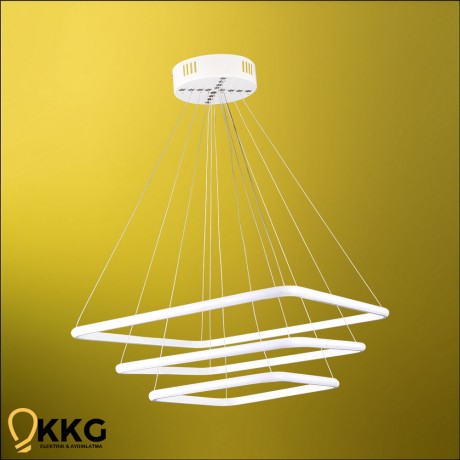 3'lü Kare Led Avize - Beyaz