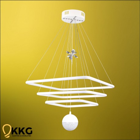 3'lü Kare Power Led Avize - Beyaz