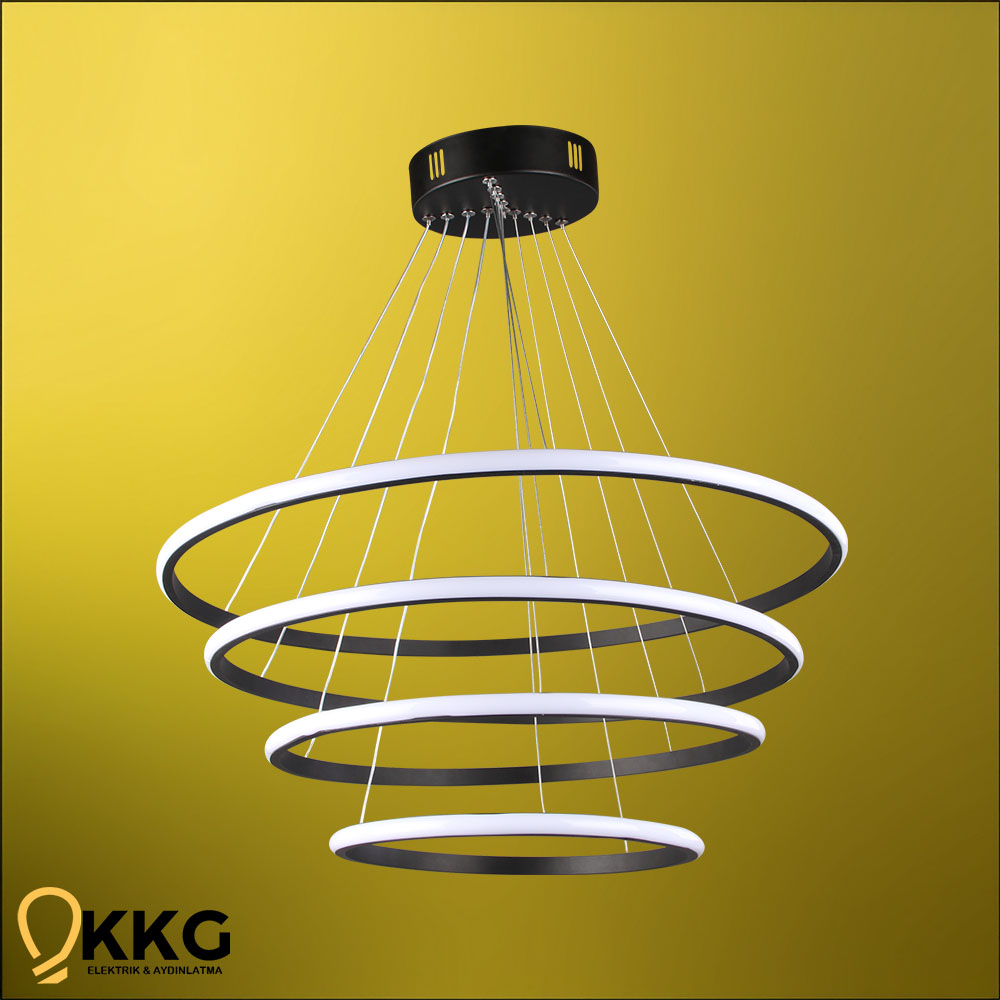 4 Katlı Led Avize - Siyah
