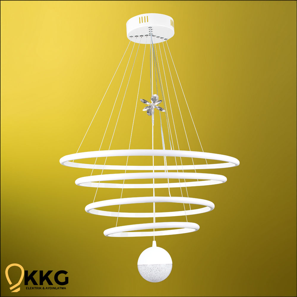 4 Katlı Power Led Avize - Beyaz