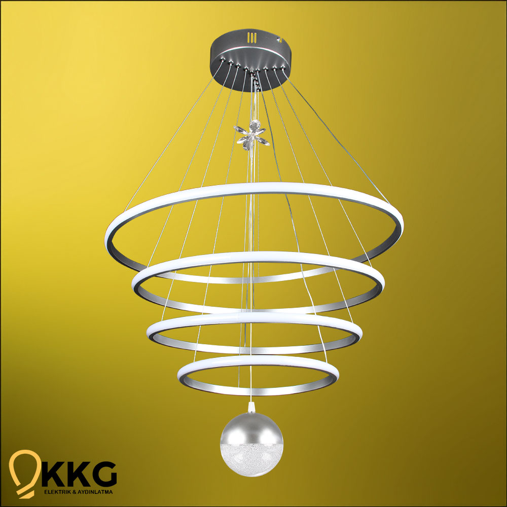4 Katlı Power Led Avize - Gümüş
