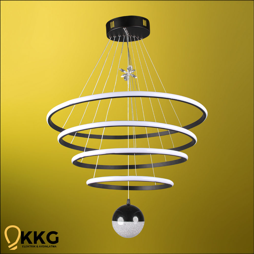 4 Katlı Power Led Avize - Siyah