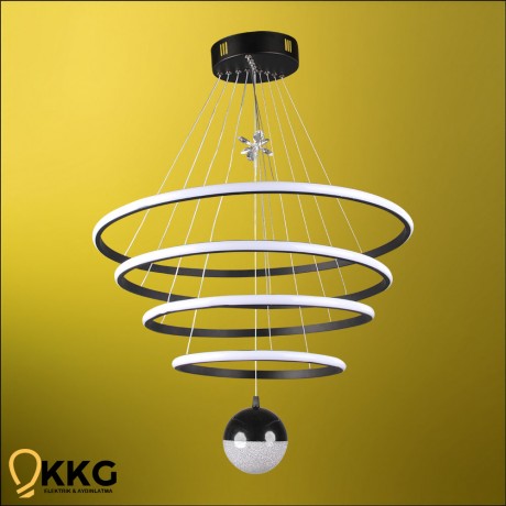 4 Katlı Power Led Avize - Siyah