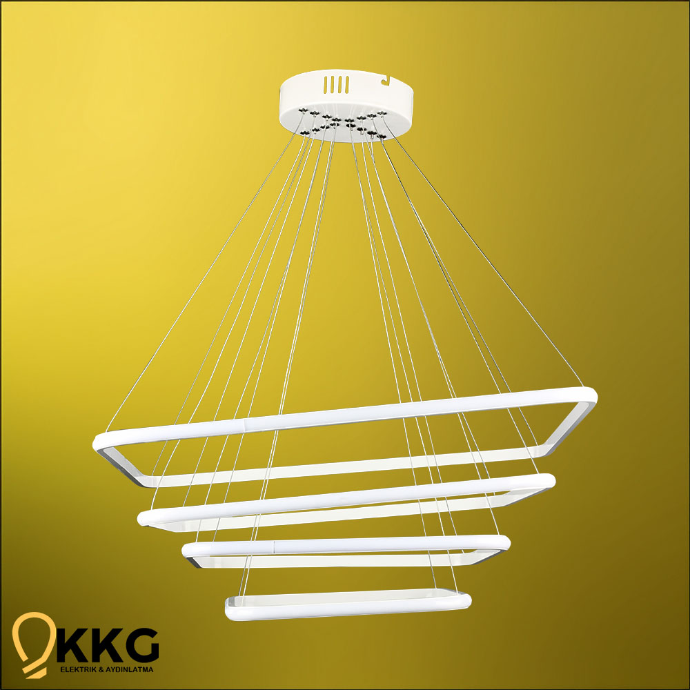 4'lü Kare Led Avize - Beyaz