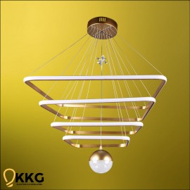 4'lü Kare Power Led Avize - Altın Sarısı