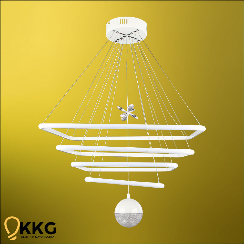 4'lü Kare Power Led Avize - Beyaz