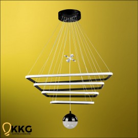 4'lü Kare Power Led Avize - Siyah