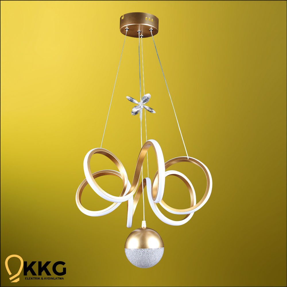 6'lı Kuğu Power Led Avize - Altın Sarısı