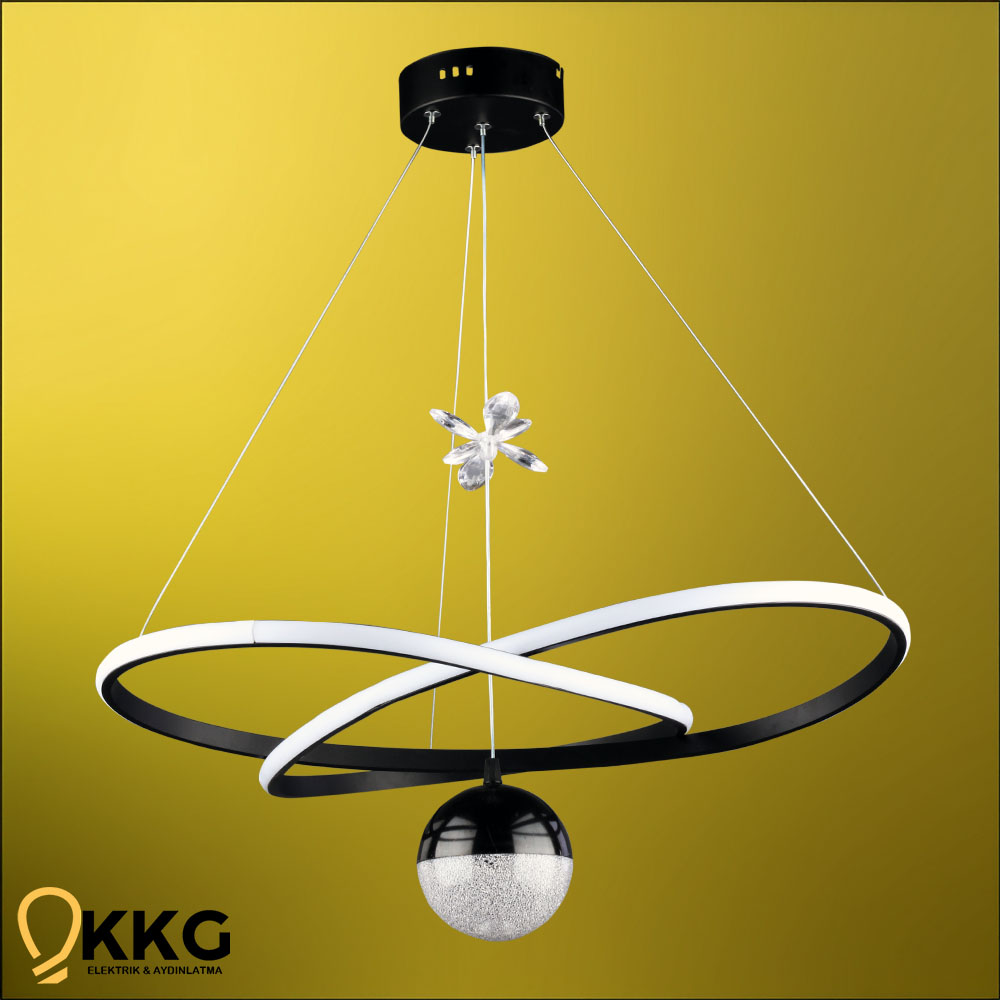 Kar Çiçeği Power Led Avize - Siyah