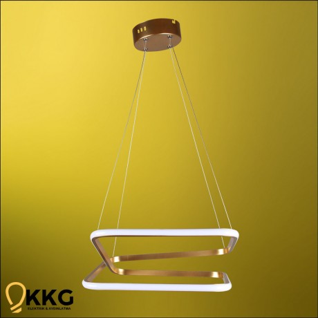 Kare Katlı Led Avize - Altın Sarısı