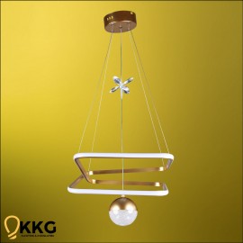 Kare Katlı Power Led Avize - Altın Sarısı