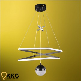 Kare Katlı Power Led Avize - Siyah