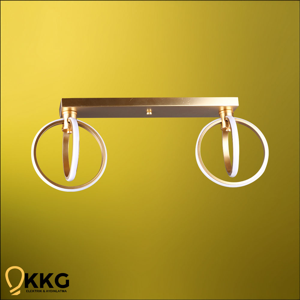 2'li Küre T. M. Led Avize - Altın Sarısı