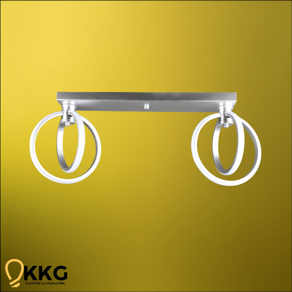 2'li Küre T. M. Led Avize - Gümüş