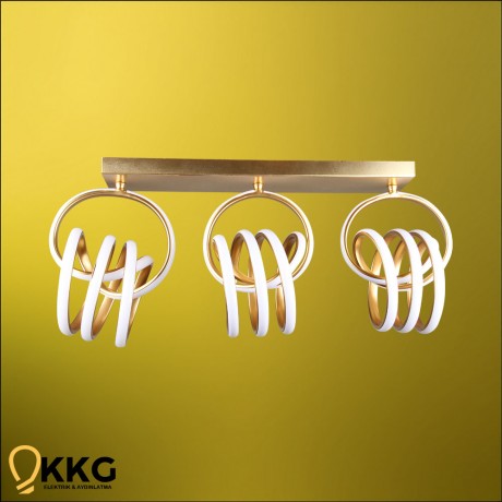 3'lü İmza T. M. Led Avize - Altın Sarısı