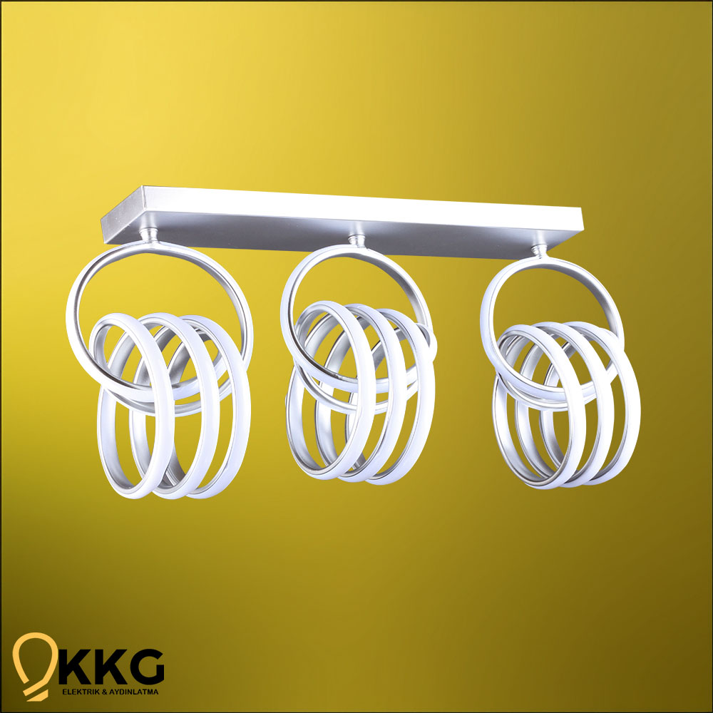 3'lü İmza T. M. Led Avize - Gümüş